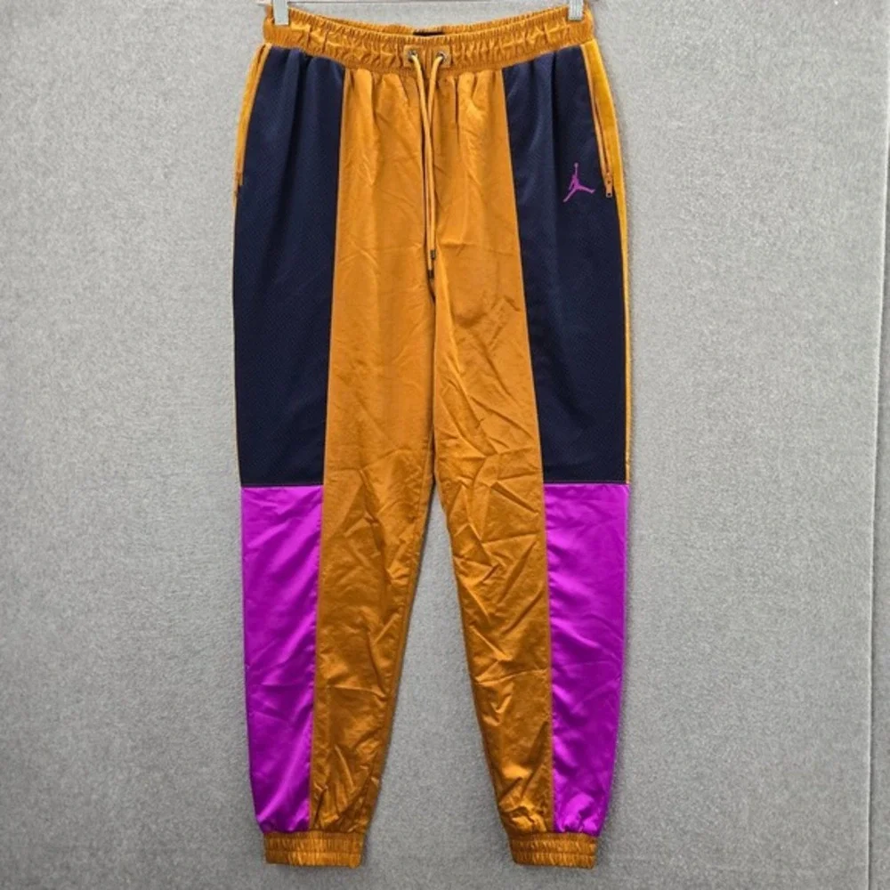 Air Jordan Men Activewear Pants Medium Orange‎ Colorblock Jogger Flight Colorful
